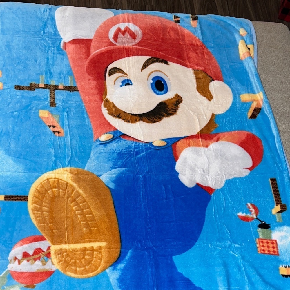 Super Mario Blue and Red Blanket